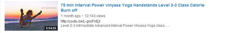 75 min Interval Power vinyasa Yoga Handstands Level 2-3 Class Calorie Burn off