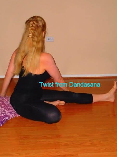twist from dandasana foot to inner thigh